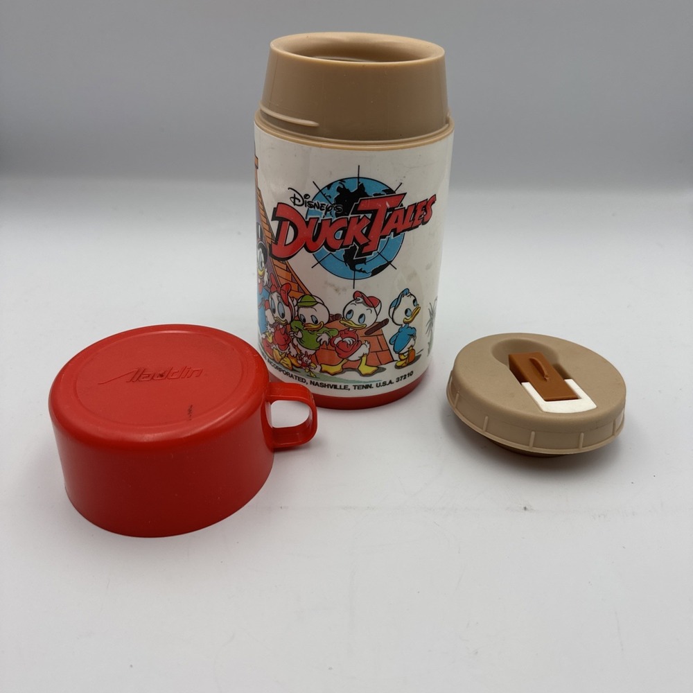 Vintage 1986 Disney DUCK TALES Aladdin Thermos w/ Lid & Cup/Cap Scrooge Beagles